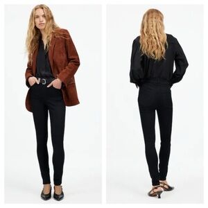 Madewell Women's Black Skinny Pants 9" High-Rise Skinny Jeans in black size 25